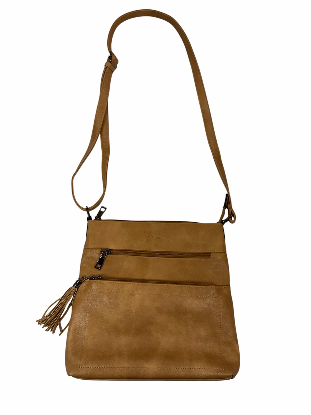 Women’s Tan Crossbody Bag with Tassel Accent